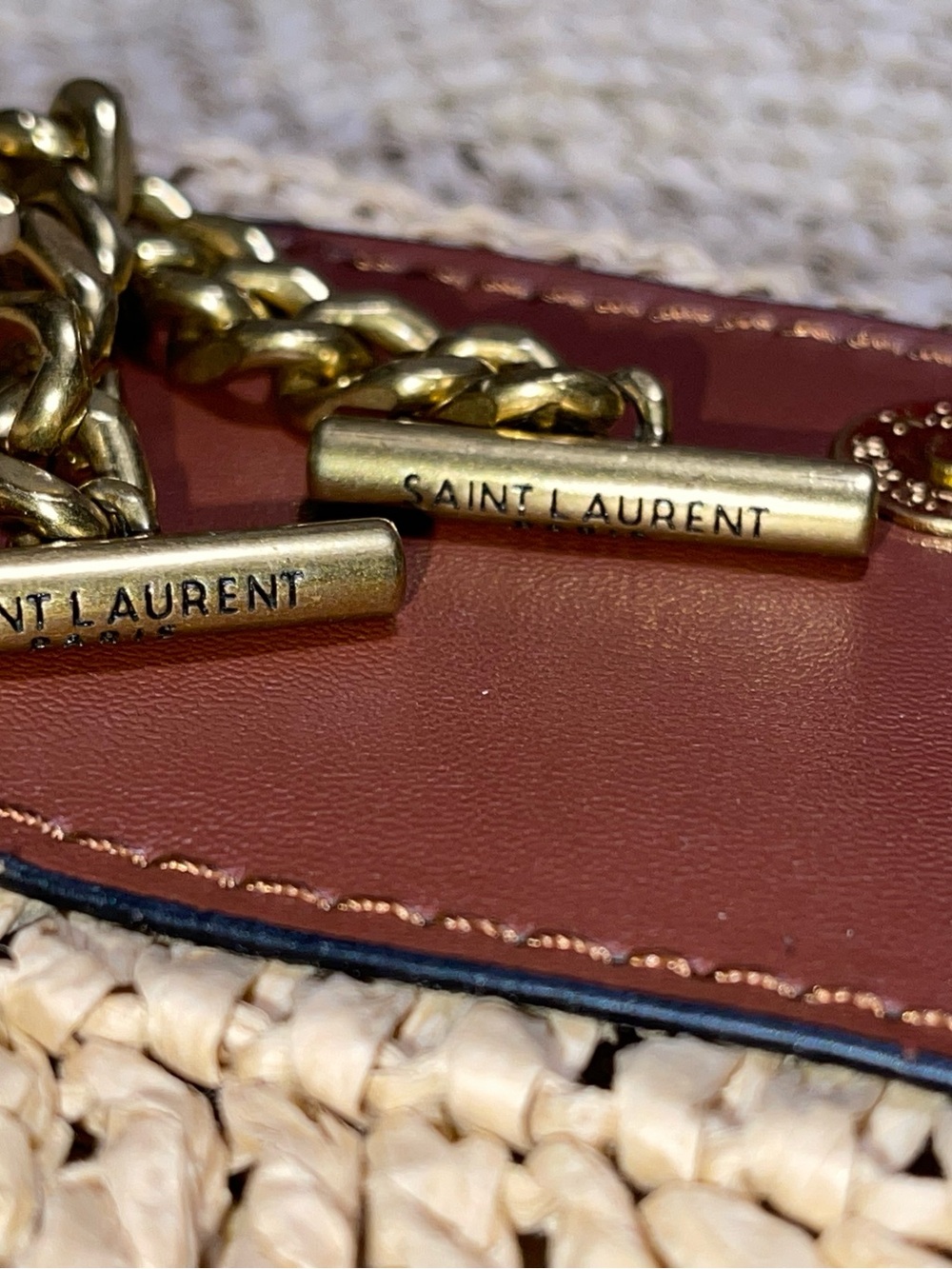 Saint Laurent Beige Crochet Tote with Metallic Logo and Pouch - Picture 12 of 12